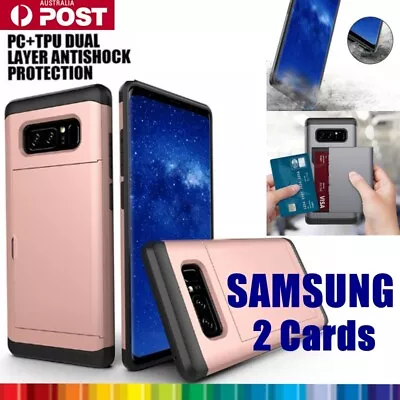 $8.99 • Buy Back Card Holder Slot Tough Bumper Case Cover For Samsung S6 7 8 9 Edge Note10