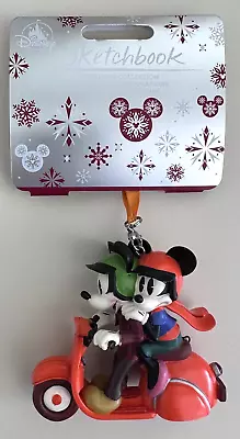 Disney Epcot Italy Mickey & Minnie Mouse In Vespa Scooter Sketchbook Ornament • £38.88