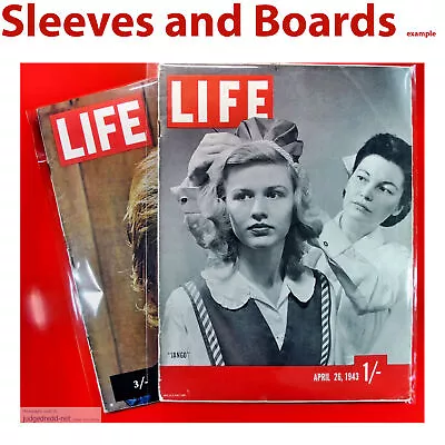 Life Magazine 1950-70 Big Sleeves / Bags ONLY Size8 / Jackets. Acid-Free X 10 # • £25.19