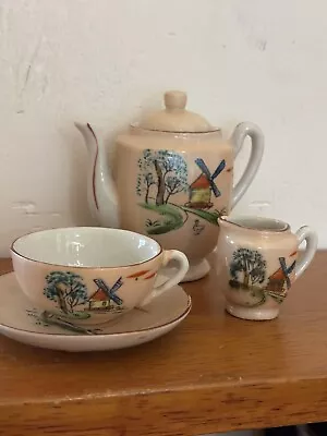 Hand Painted Mini Tea Set Teapot Teacup Saucer & Creamer • $5.95
