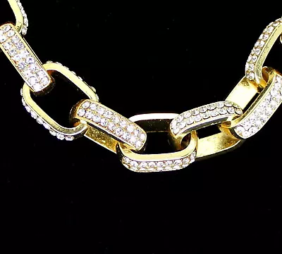 Mens 9mm Iced CZ Rolo Link 14k Gold Plated 16 -30  Hip Hop Necklace Jewelry • $10.99