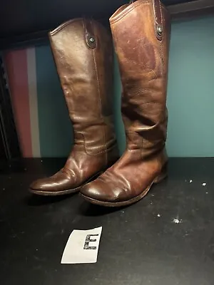 Frye #77167 Womens Melissa Button Cognac Leather Knee-High Riding Boots Size 9 B • $59.99