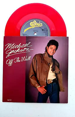 1983 RED VINYL MICHAEL JACKSON  OFF THE WALL  UK 45 W/PIC SLEEVE CBS EPIC MJ1-2 • $31.97