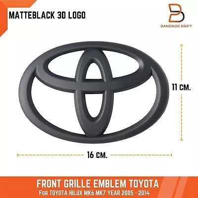 $40.16 • Buy 16cm Matteblack Grille Adhesive Logo Emblem Badge For Toyota Hilux Vigo 2005-14