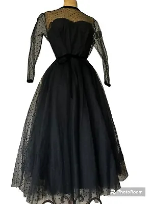 RAPPI Couture 1950s Black Cocktail Dress Excellent Condition • $166