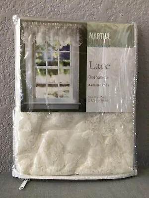 Martha Stewart Garden Rose Antique Ivory Lace Scalloped Valance 56” X 15” NEW • $13.99