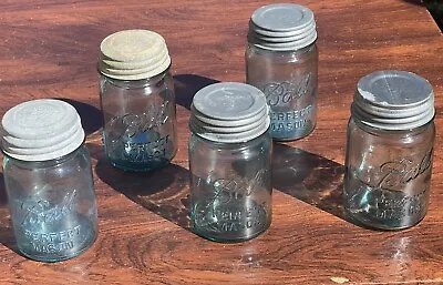 Vintage Ball Perfect Mason Blue Pint Jar Zinc Lid • $25