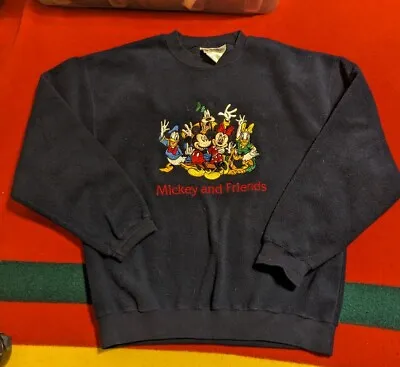 Vintage Size M Disney Store - Mickey & Friends -  Fleece Embroidered Sweatshirt  • $24.88