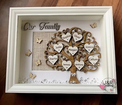 Personalised 3D Box Frame Family Tree Gift Unique Keepsake Home Art Decor • £27.99