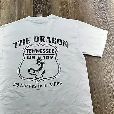 Vintage Harley Davidson Shirt Mens M White Tennessee Tail Of The Dragon Racing • $18.71