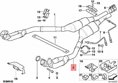 Genuine BMW E38 E39 535i 540i 540iP Exhaust Pipe Front Silencer 18101704163 • $437.17