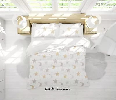 3D Moon Star Dot Sky White Quilt Cover Set Duvet Cover Bedding Pillowcases • $85.49