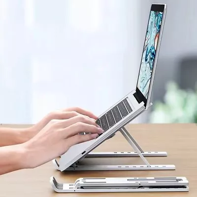 Laptop Stand Ergonomic Portable Adjustable Riser Holder Desk Foldable Notebook • £5.79