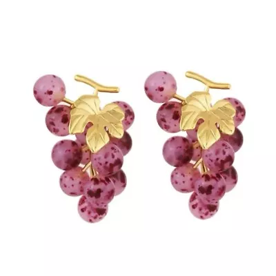Purple Grape Drop Earrings Fruits Pendant Dangle Earrings Women Jewelry • £9.22