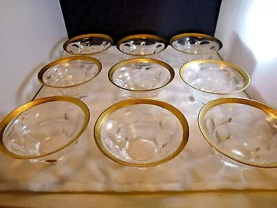 Set Of 12  Moser Cased Crystal Gold Rim Bowls  Mint Lady Hamilton  Set 12  • $1462.50