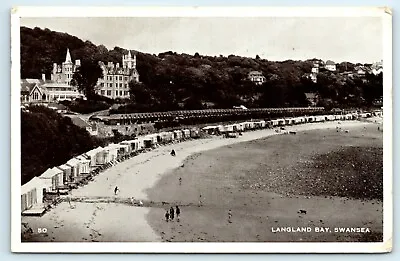 £2.50 • Buy Postcard Langland Bay Swansea 1956 Panorama Of Beach Rhymney Mon Address
