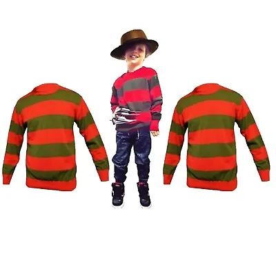 £9.85 • Buy Kids Boys & Girls Freddy Halloween Horror Costume Party Red Green Stripe Jumper