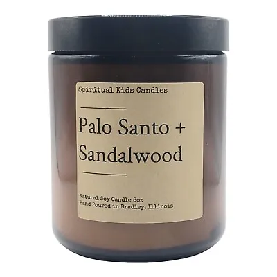 Palo Santo Sandalwood Soy Candle 8oz Glass Jar 35-40 Hr Essential Fragrant Oils  • $11