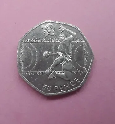 50p Coin 2011 Olympics Handball Circulated Coin London 2012 • £2.30