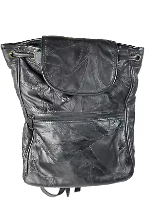 Vintage Leather Black Backpack • $30