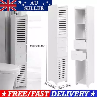 Bathroom Cabinet Storage Tall Slim Furniture Toilet Cupboard 118cm Shelf Rack AU • $65.98