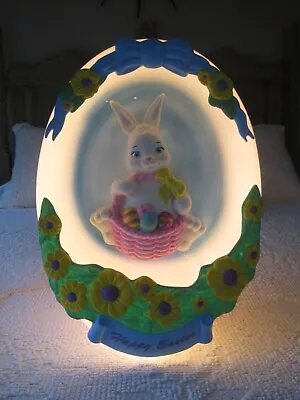 Vtg 1995 Empire Blow Mold Bunny Rabbit Flowers Basket Easter Egg Light • $70