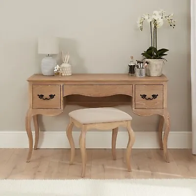 Lille French White Wash Oak Dressing Table With Matching Stool • £649