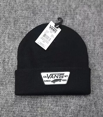 VANS CUFF Beanie Hat Knit Logo Black White Skateboard Unisex One Size • $19.99