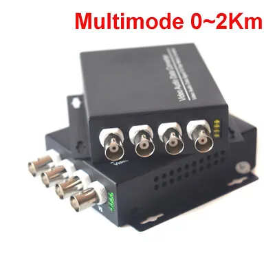 4CH Video To Fiber Optic Media Converters Transmitter Receiver For Analog Camera • $88