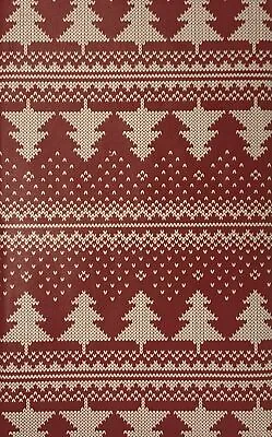 Christmas Trees Vinyl Flannel Tablecloth 52 X 70 Oblong Red Holiday Knit • $19.99