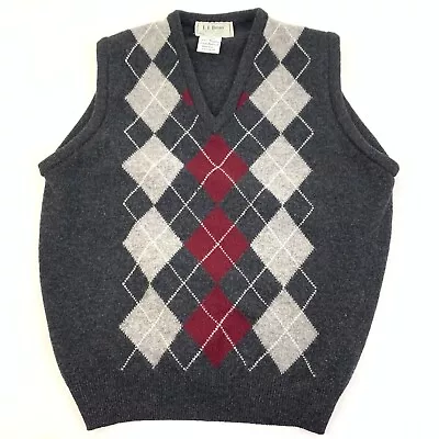 Vintage LL Bean Lambs Wool Knit Argyle Sweater Vest Mens Large Ireland #8315 • $28.49