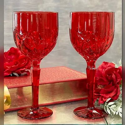 $84 • Buy Waterford Crystal Brookside Red Water Goblet Blown Glass