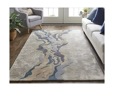 Feizy Serrano Modern Viscose Rug Beige/Blue 8' X 10' Area Rug 8' X 10' • $845.87