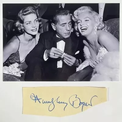 Humphrey Bogart Signed Cut W 5x7 Marilyn Monroe Photo W COA Autograph  • $899