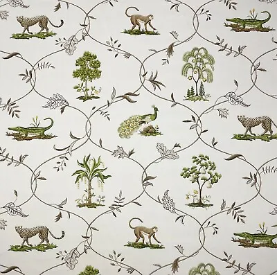 P Kaufmann Villandry Platinum Gray Monkey Cheetah Peacock Fabric By Yard 54 W • £14.45