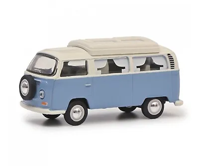 Schuco 1/64 VW Volkswagen T2 Camper Bus Blue White. Model Car. Metal. Box • $19.90