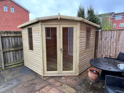 8x8 Corner House Summerhouse Garden Room Office Heavy Duty Tanalised Shed.. • £1480