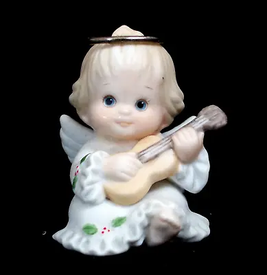 1986 Enesco Ruth Morehead Holly Babes Angel W/ Guitar Figurine • $14.50