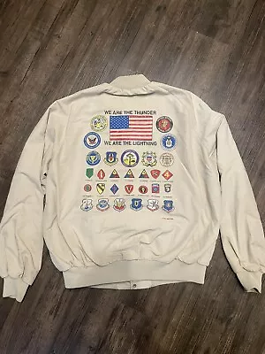 VTG 90s Operation Desert Storm Military Bomber Jacket Americans United Sz XL • $34.99