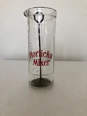 Vintage Horlicks Cocktail Measuring Glass & Metal Mixer Made In England  • £35