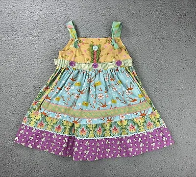 Matilda Jane Knot Dress Girls 6 Funnel Cake Floral Apron Wonderful Parade • $19.01