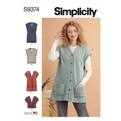 SIMPLICITY Sewing Pattern 9374 Misses' Plus  Women Ladies Vest Waistcoat 4-26 • £7.48