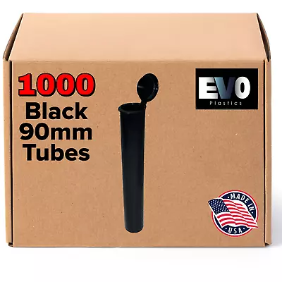 90mm Tubes - Black - 1000 Count  Pop Top Joints BPA-Free Pre-Roll - USA Made • $89