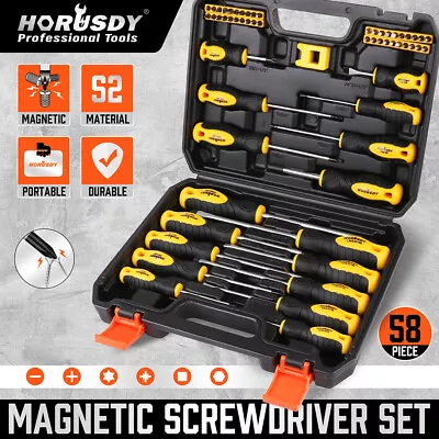 58Pcs Magnetic Screwdriver Set With Toolbox Professional Cushion Grip Men's Gift • $32.99