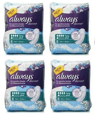 £10.45 • Buy 4X Always Discreet Incontinence Pads Women, Long Plus, 32 High Absorbency Pads 8