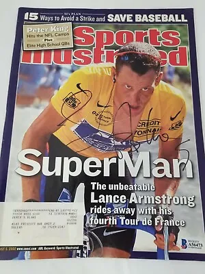 £80.76 • Buy  Lance Armstrong Signed Sports Illustrated Cover 8/5/02 BAS Cycling Tour France