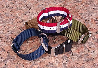 22mm PREMIUM SILVER Stainless Steel RING NYLON Military Diver's Watch Strap Band • $8.95