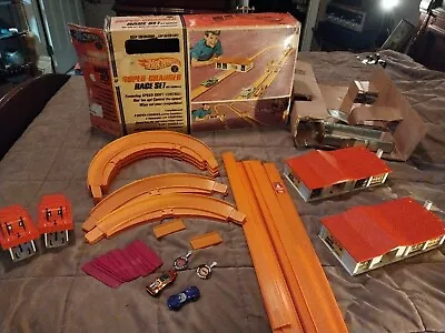 Original Vintage 1969 Hot Wheels Supercharger Race Set W/2 Cars & Buttons !  • $39.99