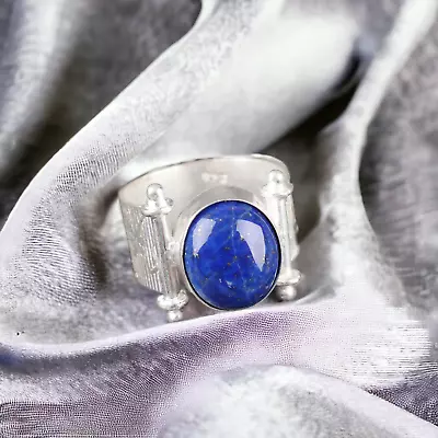 Natural Lapis Lazuli Gemstone 925 Sterling Silver Promise Ring Size 6 For Women • $17.09