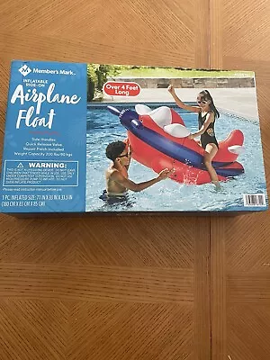 Member's Mark Inflatable Ride-On Airplane Pool Float Over 4’ Long - New In Box • $66.24